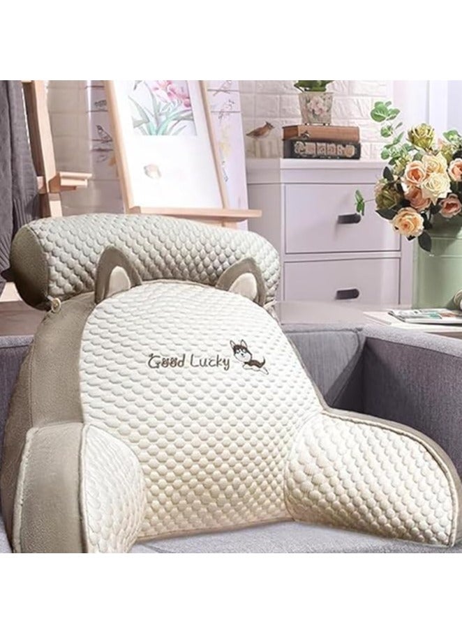 2 In 1 Reading Pillow with Shredded Memory Foam Backrest Pillow with Arm for Home Office，Removable Sofa and Bedside Cushion Soft Reading Back Support Rest Pillow for Work Gaming Watching TV（75×50CM） - Image 2
