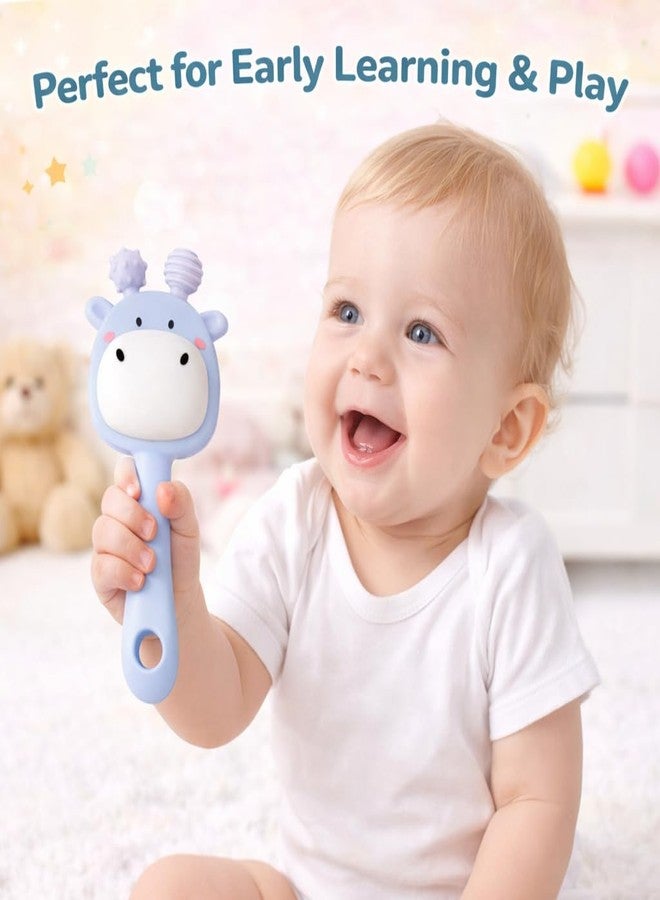 DTR Creation Baby Silicone Teether Toy | Soft BPA-Free Giraffe Shape Teething Rattle for Infants | Easy Grip & Gentle Massage | Pack of 2 (Pink & Blue) - Image 3
