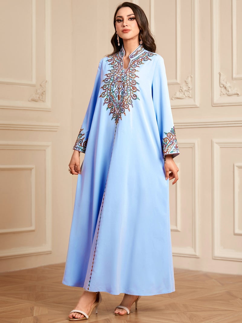monica fashion Fashionable Embroidered Jalabiya Dress for Women - Image 2