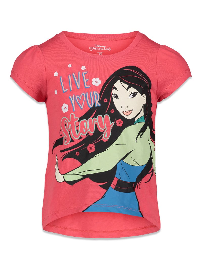 Disney Princess Mulan Tiana Rapunzel Moana Toddler Girls 4 Pack T-Shirts 4T - Image 3