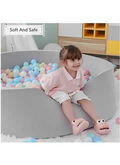 بيوينتي حوض كرات الإسفنج للرضع، 35.5"x 11.9"حوض كرات الأطفال مع الإسفنج المرن، ملعب الأطفال الداخلي والخارجي، حوض الكرات للرضع الصبيان والبنات (رمادي، بدون كرات)  - Image 4