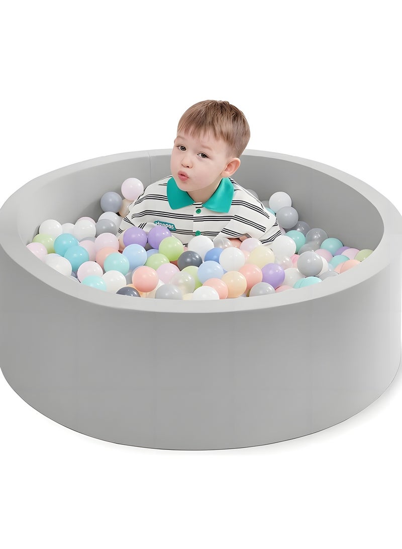 بيوينتي حوض كرات الإسفنج للرضع، 35.5"x 11.9"حوض كرات الأطفال مع الإسفنج المرن، ملعب الأطفال الداخلي والخارجي، حوض الكرات للرضع الصبيان والبنات (رمادي، بدون كرات) - Image 1