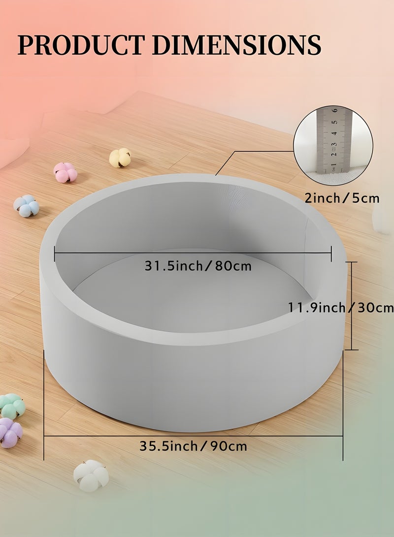 بيوينتي حوض كرات الإسفنج للرضع، 35.5"x 11.9"حوض كرات الأطفال مع الإسفنج المرن، ملعب الأطفال الداخلي والخارجي، حوض الكرات للرضع الصبيان والبنات (رمادي، بدون كرات) - Image 2