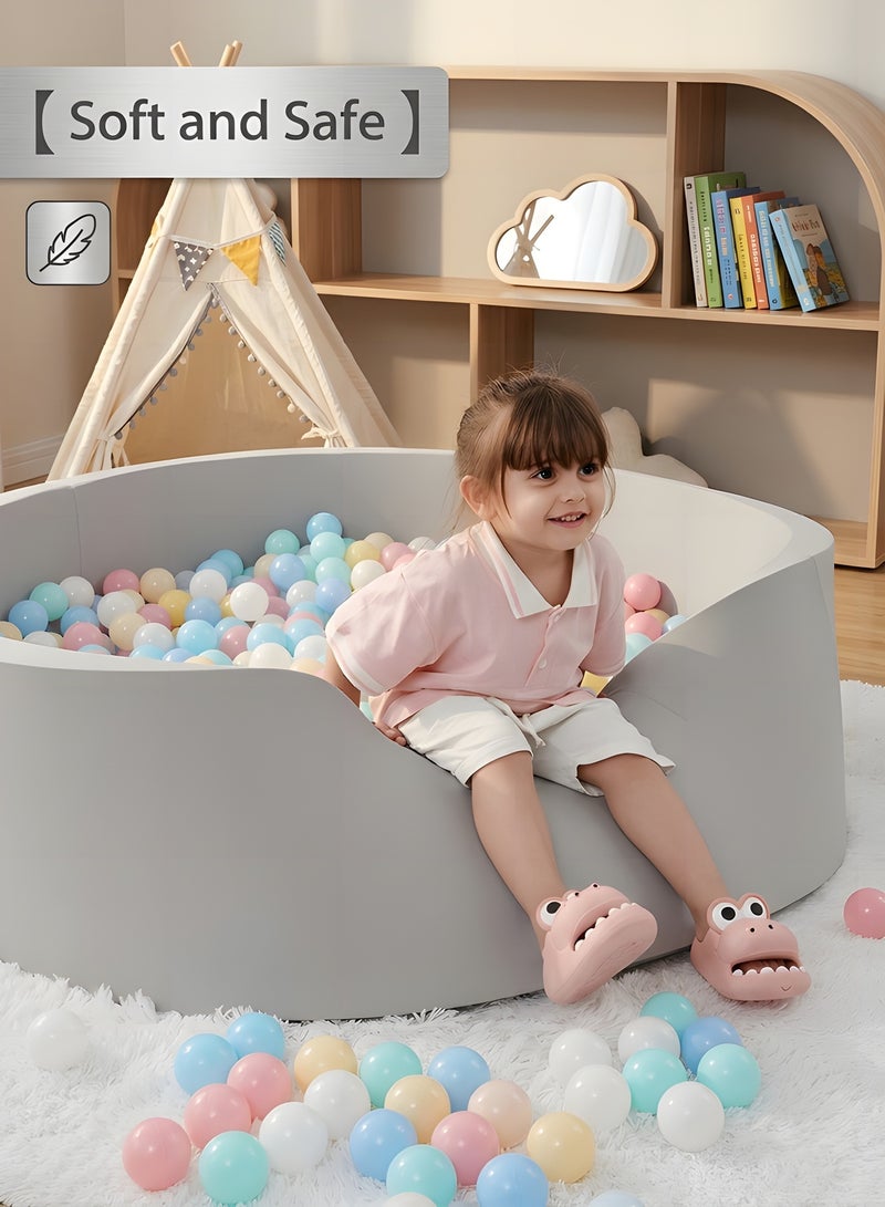 بيوينتي حوض كرات الإسفنج للرضع، 35.5"x 11.9"حوض كرات الأطفال مع الإسفنج المرن، ملعب الأطفال الداخلي والخارجي، حوض الكرات للرضع الصبيان والبنات (رمادي، بدون كرات) - Image 4