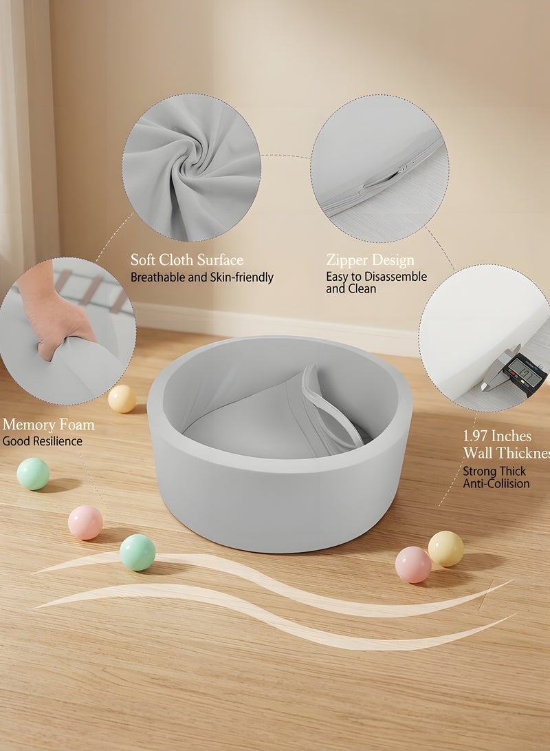 بيوينتي حوض كرات الإسفنج للرضع، 35.5"x 11.9"حوض كرات الأطفال مع الإسفنج المرن، ملعب الأطفال الداخلي والخارجي، حوض الكرات للرضع الصبيان والبنات (رمادي، بدون كرات) - Image 3