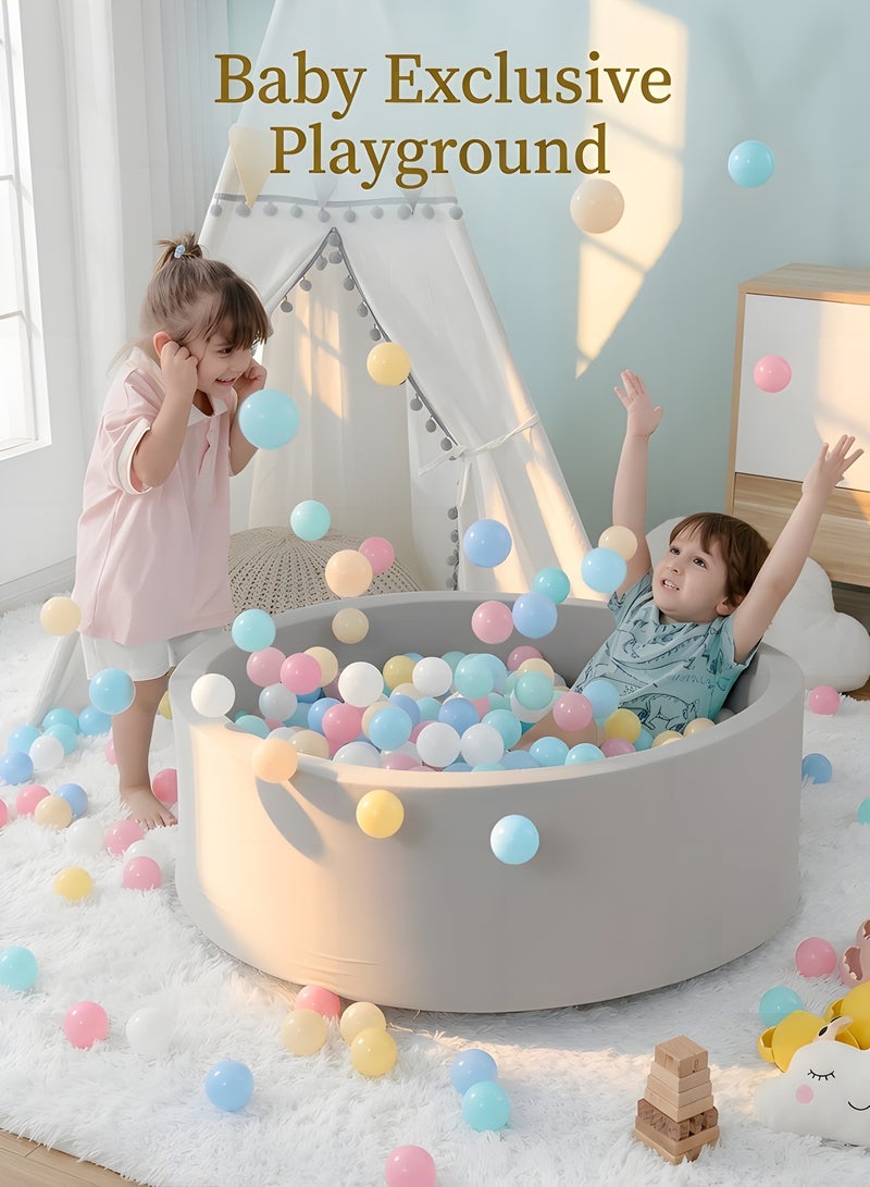 بيوينتي حوض كرات الإسفنج للرضع، 35.5"x 11.9"حوض كرات الأطفال مع الإسفنج المرن، ملعب الأطفال الداخلي والخارجي، حوض الكرات للرضع الصبيان والبنات (رمادي، بدون كرات) - Image 5