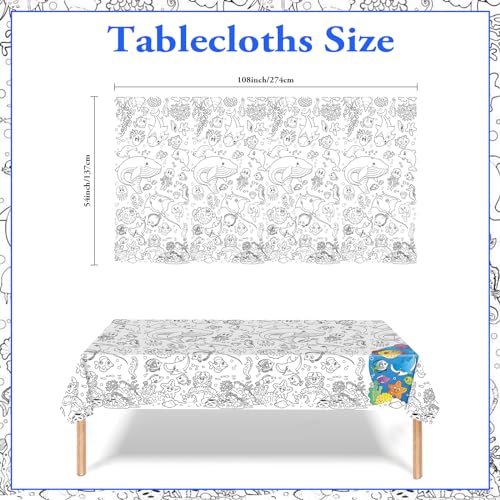 LDFDRT Coloring Tablecloth Giant Table Cloths Under The Sea 1 Pack Paper Coloring Poster 54x108 Inch Crafts for Kids Oceans Animal Table Cover for School Parties - Image 3