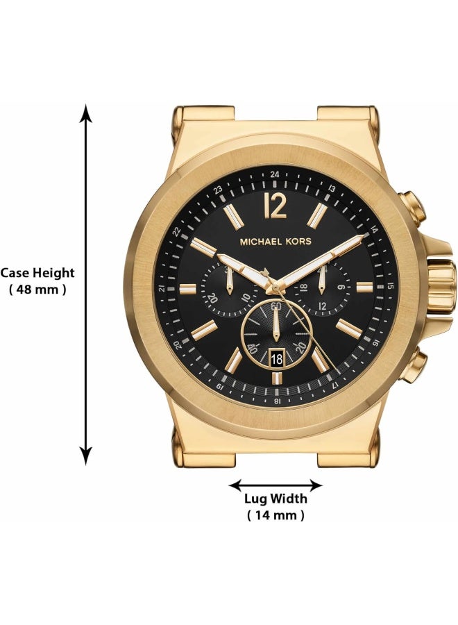 Michael Kors Men MK8904 Dylan Chronograph 48mm Watch with Black Dial and Brown Leather Strap - Image 5