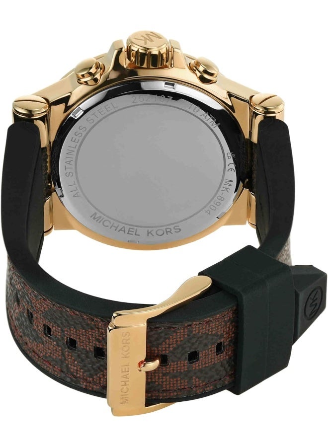 Michael Kors Men MK8904 Dylan Chronograph 48mm Watch with Black Dial and Brown Leather Strap - Image 4