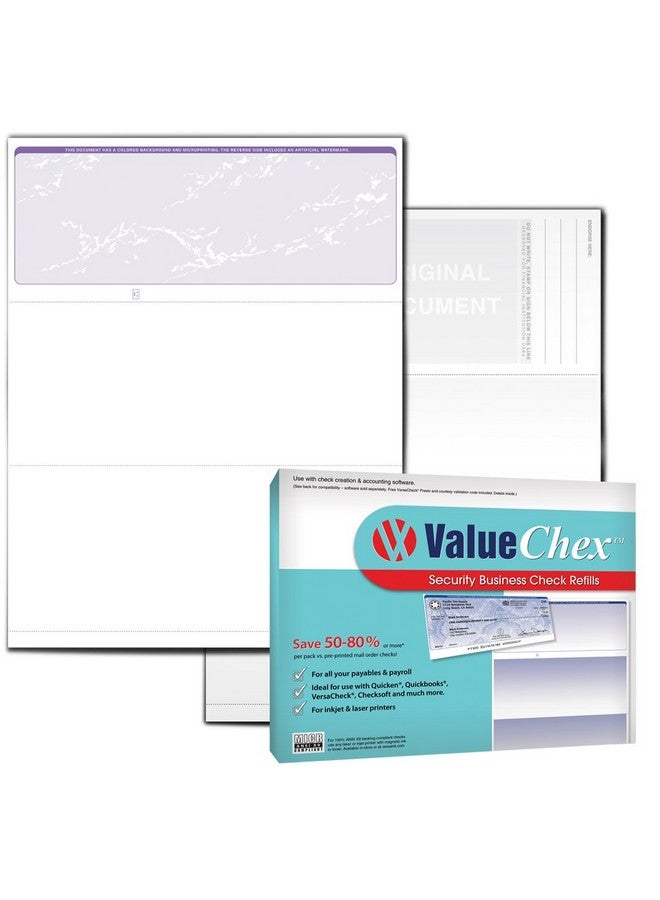 VersaCheck Valuechex 55 Blank Business Voucher Checks Purple Prestige 55 Sheets Form 1000 Check On Top - Image 1