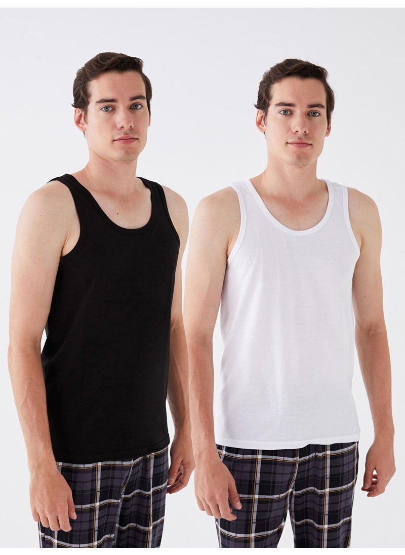 LC WAIKIKI - Lc Waikki Black U Neck Combed Cotton Men's Undershirt 2-Pack - Image 1