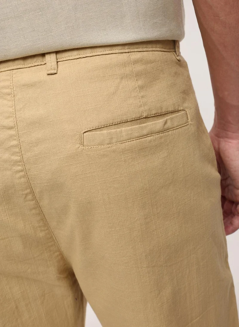 Dennis Lingo  Khaki Cotton Blend Solid Print Straight Fit Chinos Trouser For Men for Men | Best Price UAE