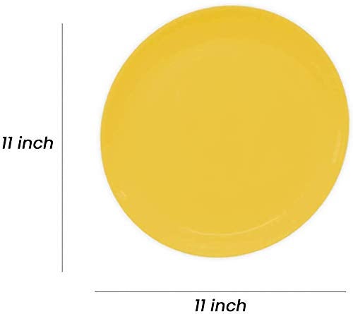 SWIFT INTERNATIONAL Swift International Yellow Colour 11 Inch Unbreakable Lunch Plate Microwave Safe Round Full Size Plain Acrylic Dinner Plates Set 6 Pieces - Image 3