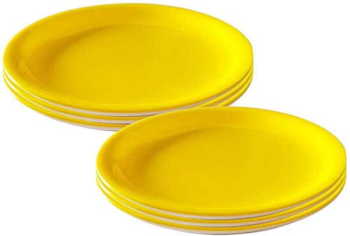 SWIFT INTERNATIONAL Swift International Yellow Colour 11 Inch Unbreakable Lunch Plate Microwave Safe Round Full Size Plain Acrylic Dinner Plates Set 6 Pieces - Image 4