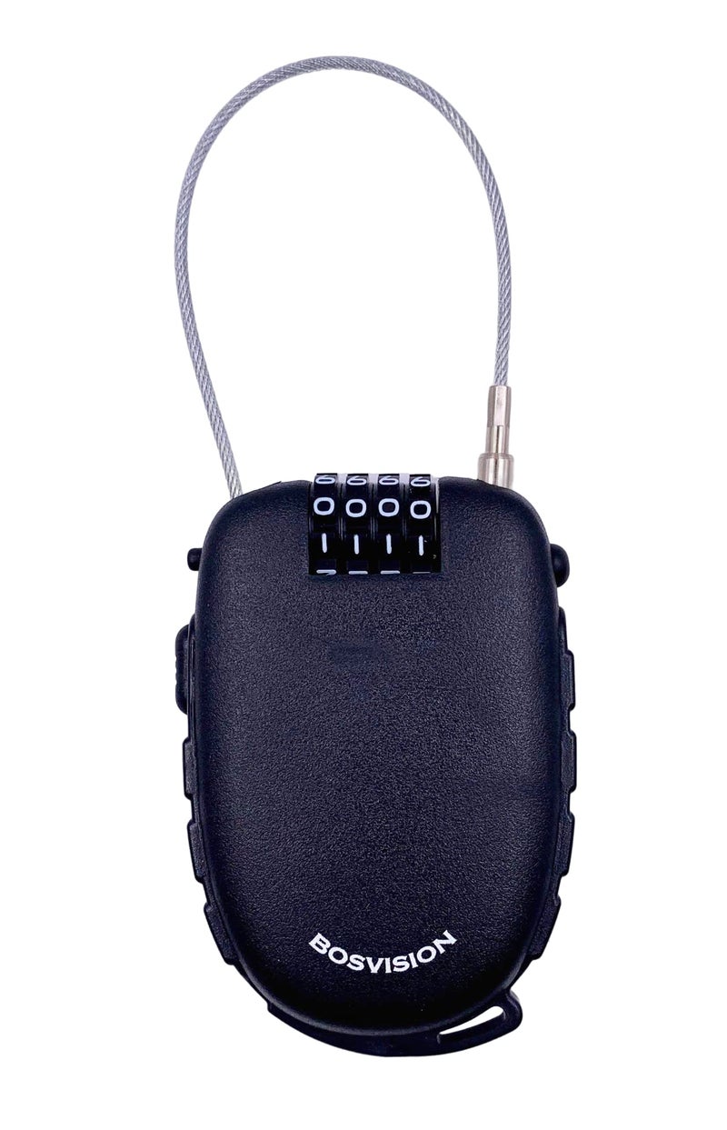 Bosvision Ultra-Secure 4-digit Combination Lock with 3 Feet Retractable Cable for Bike, Ski, Snowboard and Stroller - Image 2