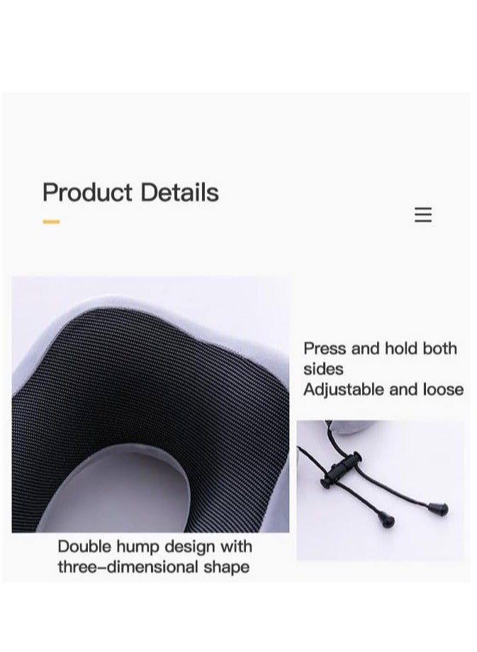 Travel Pillow Airplane Neck Pillow With Eye Mask Ear Plug Storage Bag Neck & Head Support Pillow Memory Foam Neck Pillow Suitable for Sleeping Airplane Car Office and Home （Grey) - Image 5