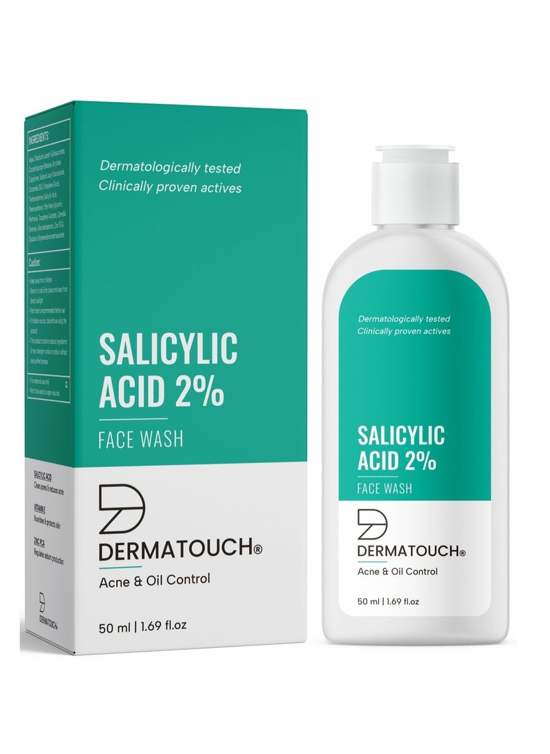 DERMATOUCH DERMATOUCH Salicylic Acid 2% Face Wash | For Acne & Oil Control | Suitable to All Skin Types | For both Men & Women | 50ML  - Image 1