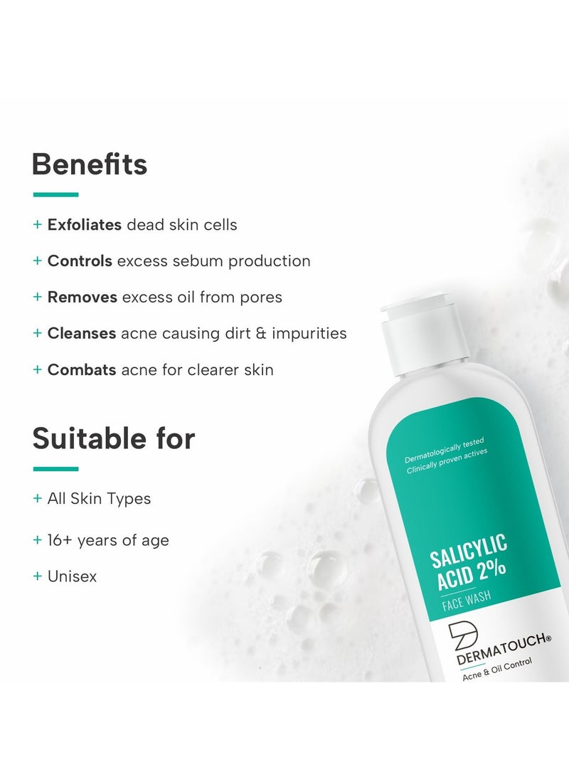 DERMATOUCH DERMATOUCH Salicylic Acid 2% Face Wash | For Acne & Oil Control | Suitable to All Skin Types | For both Men & Women | 50ML  - Image 2