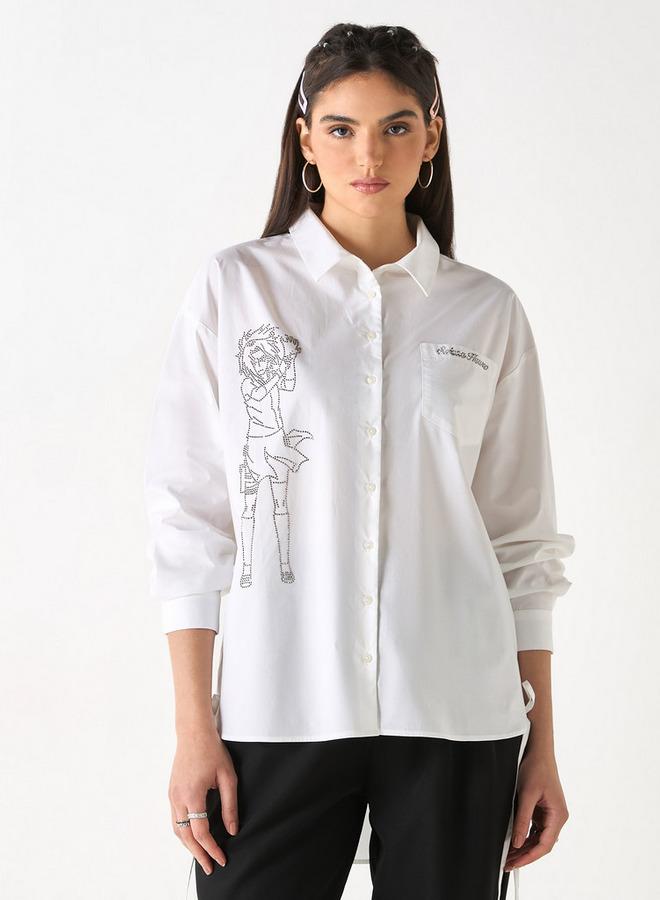 SP Characters Sakura Haruno Embellished Shirt with Long Sleeves and Pocket - Image 1