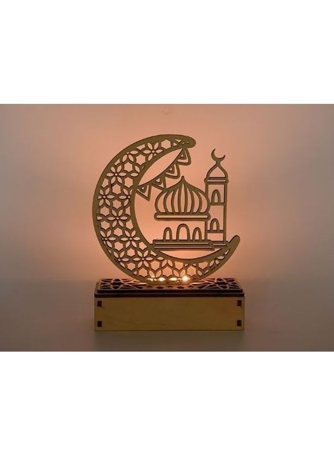 Mosque Wooden Led Candles Light Brown 16x6x21cm - Image 1