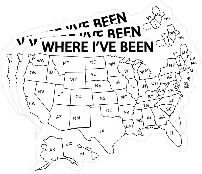 FSTURIOS 3PCS Where I've Been Map Vinyl Coloring Sticker, 3" Waterproof Decal Visited United States Map Decals, UV-Protected USA Travel Map Bumper Sticker for Trailer RV Car Truck - Image 1