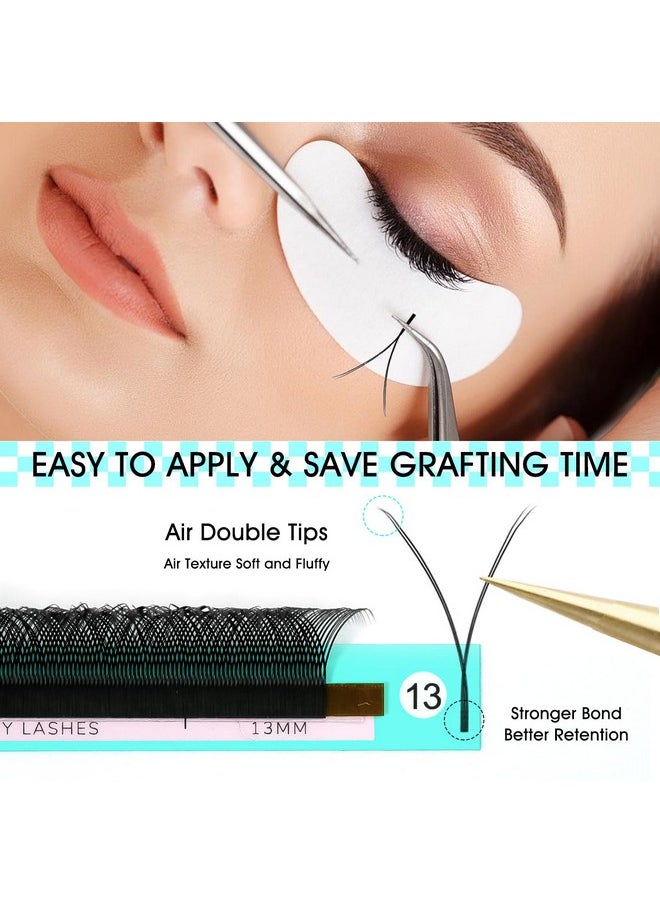 VAVALASH Y Lash Extensions D Curl 0.07mm 8-15mm Mix Tray Easy Premade Volume 4D Fans Eyelash Extension YY Type Natural Volume Lashes Extension Soft Matte Black Lashes (YY-0.07-D-8-15mm)