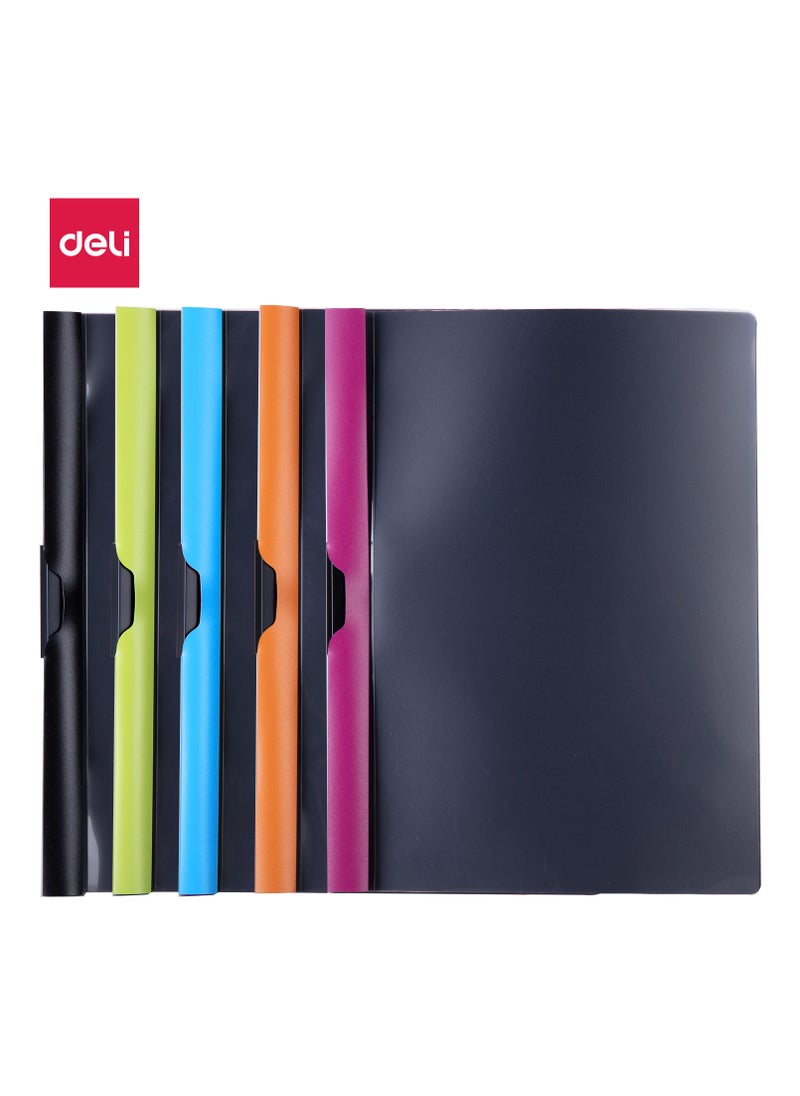 Deli Deli E38964 A4 Report File - Assorted Colors, 100% Imported Material, Push-Style Metal Clip, 1 piece.  - Image 1