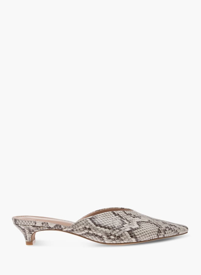 Celeste Women's Solid Pointed Toe Slip-On Mules with Kitten Heels  - Image 3