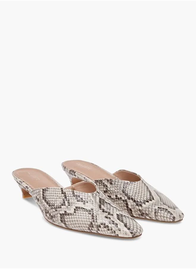 سيليست Women's Solid Pointed Toe Slip-On Mules with Kitten Heels