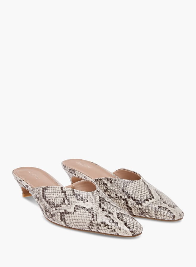 Celeste Women's Solid Pointed Toe Slip-On Mules with Kitten Heels  - Image 1