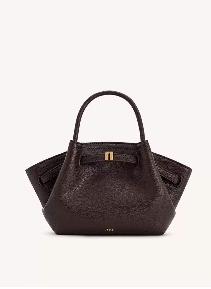 جي دبليو بي JW PEI حقيبة توت نسائية هانا بلون القهوة الداكنة من جلد النفط الشمعي - Image 1