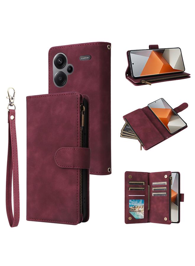 Case For Xiaomi Redmi Note 13 Pro+ Multifunctional Frosted Zipper Wallet Leather Phone Case