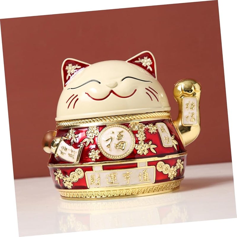 Vintage Cat Shaped Windproof Ashtray With Lid Portable Alloy Tabletop Decor - Image 5