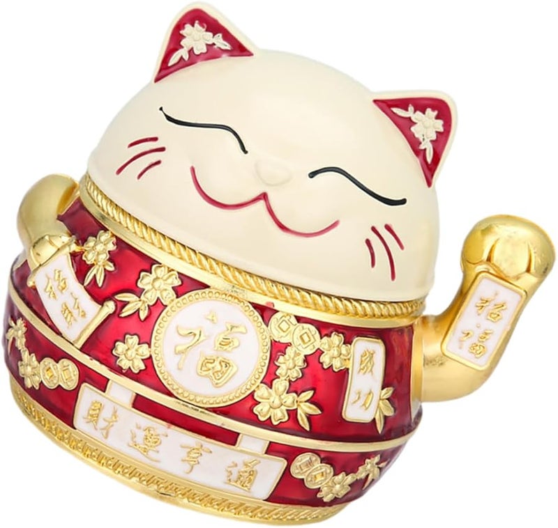 Vintage Cat Shaped Windproof Ashtray With Lid Portable Alloy Tabletop Decor - Image 2