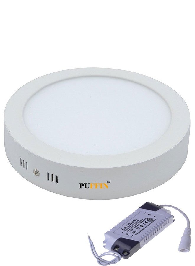 روفين مصباح سطحي معدني LED من PUFFIN - دائري (أبيض، 18 واط) (ضمان لمدة عامين) - Image 1