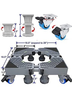 Arabest Multi-functional Double Tube Washing Machine Base, Refrigerator Stand with Movable Roller, Grey - 8 Strong Feet & 4 Locking Rubber Swivel  - Image 2