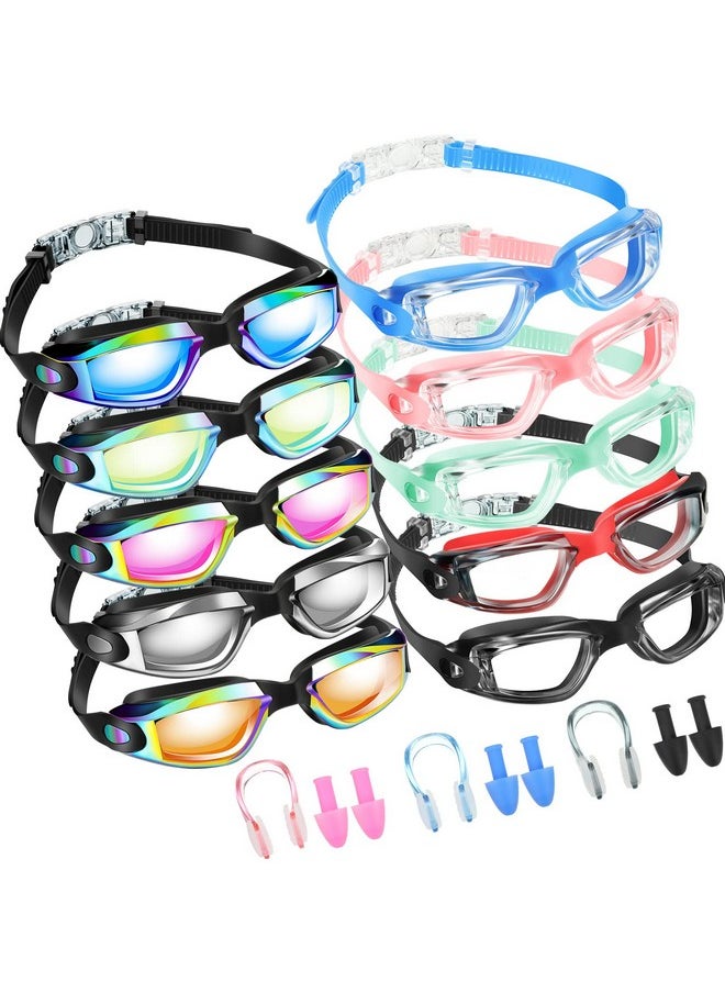 Konohan - 10 Pack Anti Fog Swim Goggles Uv Protection Swimming Goggles No Leaking Water Goggles Silicone Swimming Glasses With 10 Pairs Earplugs 10 Pieces Nose Clips For Adult Men Women Youth - Image 1