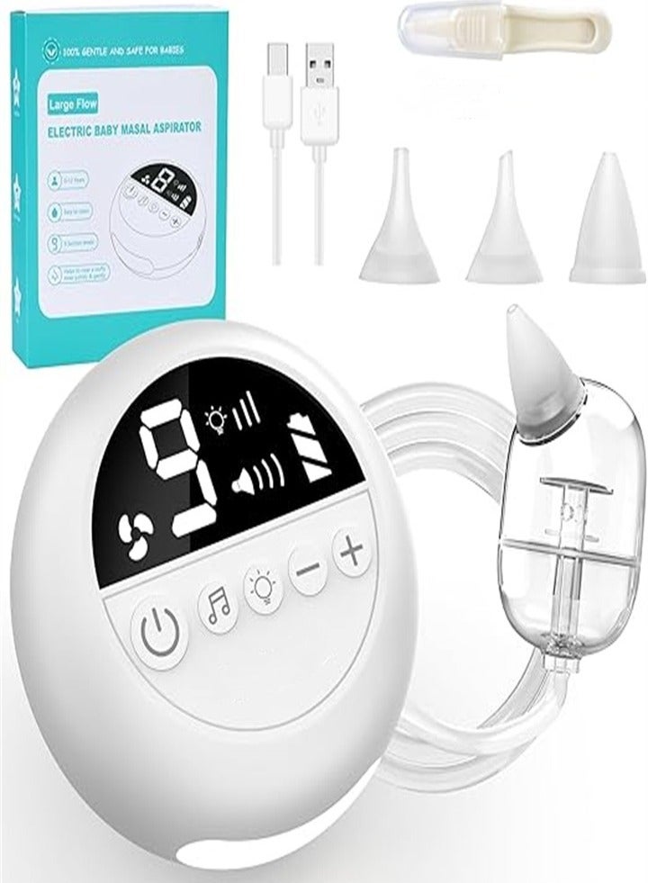 New Electric Baby Nasal Aspirator with 9 Adjustable Suction Levels and 3 Silicone Tips, Newborn and Kids Electric Nasal Irrigator with Music and LED Light - Image 1