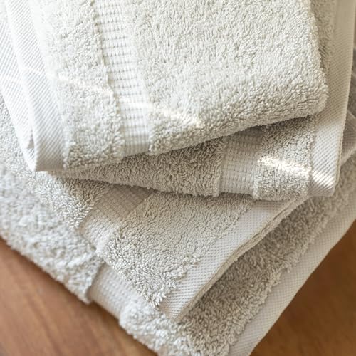 SALBAKOS 100% Turkish Cotton Towel Set of 6 Piece Stone | Premium Quality Hotel & Spa Collection 2 Washcloth, 2 Hand, 2 Bath Towel Sets for Bathroom | Made in Turkey (Stone, 6 Piece Towel Set) - Image 3