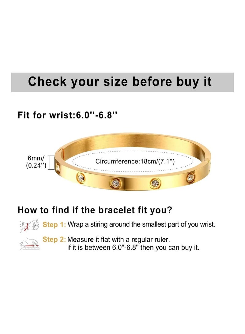 CAMSCH Womens Stackable Floral Gold Bracelets - 3Pcs 18K Gold Plated Bracelet,Stainless Steel Bangle Bracelets Non Tarnish, Gold Bracelet Set Trendy Jewelry,Christmas Valentines Birthday Gifts for Girlfriend - Image 3