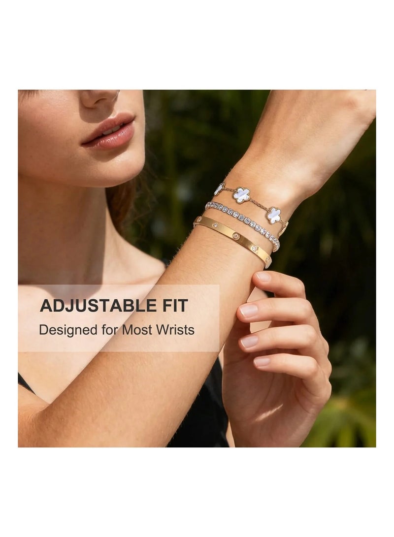 CAMSCH Womens Stackable Floral Gold Bracelets - 3Pcs 18K Gold Plated Bracelet,Stainless Steel Bangle Bracelets Non Tarnish, Gold Bracelet Set Trendy Jewelry,Christmas Valentines Birthday Gifts for Girlfriend - Image 5