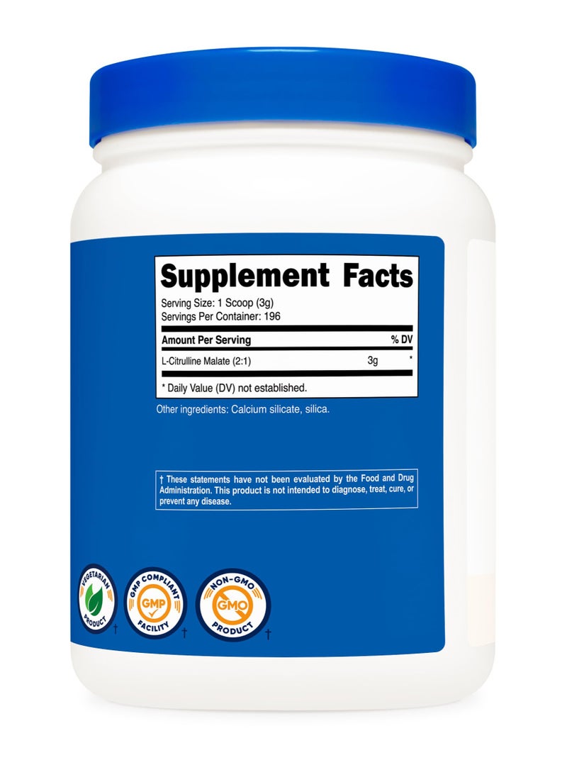 Nutricost - L-Citrulline Malate 2:1 3G L-Citrulline Malate 2:1 Per Serving, 196 Servings, 600G Per Container, Unflavored Net Wt. 21.4 Oz (1.3 LB) (600 G), Dietary Supplement - Image 1