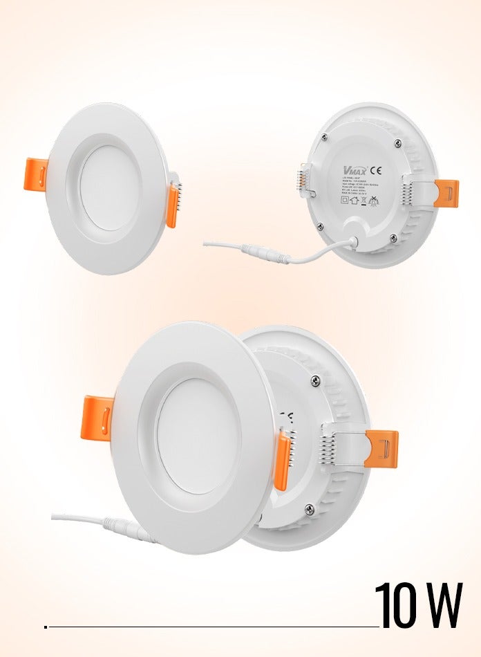 Vmax LED Recessed Ceiling Lights IP44 6500K Cool White 10W Round Cut 12 X 2.5 Cm Φ110mm Ultra Slim LED Downlights Ceiling For Living Room, Bedroom, Kitchen, Bathroom, Balcony, Office And More, Not Dimmable - Image 3