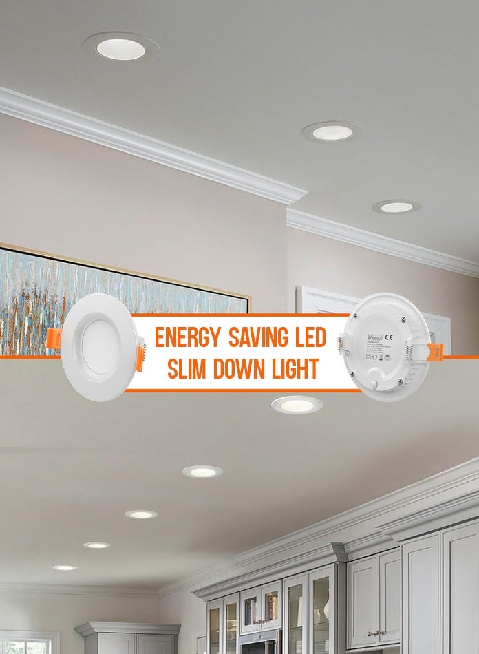 Vmax LED Recessed Ceiling Lights IP44 6500K Cool White 10W Round Cut 12 X 2.5 Cm Φ110mm Ultra Slim LED Downlights Ceiling For Living Room, Bedroom, Kitchen, Bathroom, Balcony, Office And More, Not Dimmable - Image 5