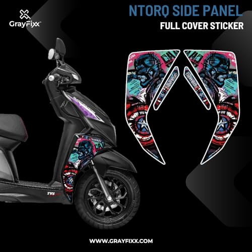 Grayfixx Side Panel Full Cover Sticker for Ntorq | Side Panel for Both Sides, Captain America Design, Printed in Premium Vinyl-Self-Adhesive - Image 2