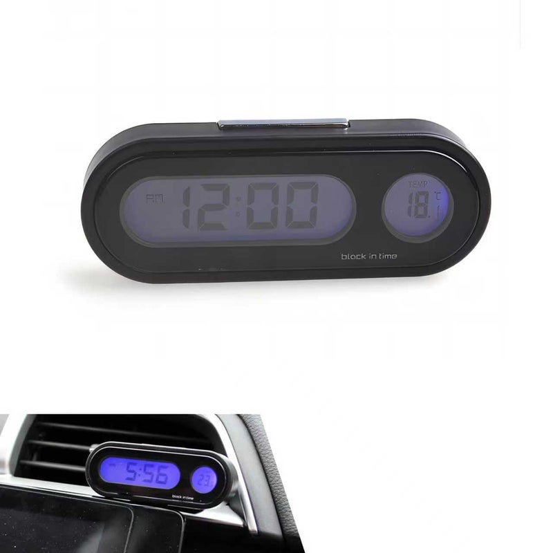 yorpyep Car Clock GlowinTheDark HD LED Screen Clock with Fixing Base 1224 Hours Switching Temperature Display Design MultiFunction SelfAdjustable No View Blocking Dashboard Watch Black - Image 3
