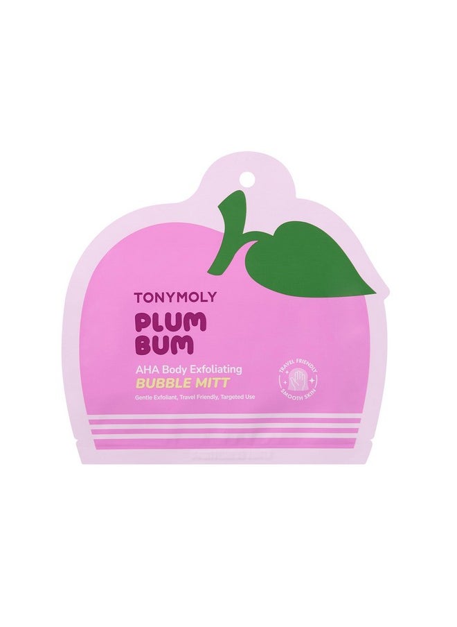 TONYMOLY TONYMOLY Plum Bum AHA Exfoliating Bubble Mitt - Single-Use Korean Body Scrub with Glycolic Acid, Peptides & Plum Extract for Smooth, Radiant Skin - 1.2 oz  - Image 1