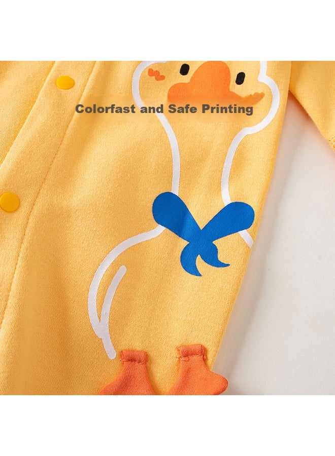 Shu Beiyi Shubeyi Baby Romper Newborn Long Sleeve Bodysuit Autumn New Style Cute Baby Crawling Suit Ginger Yellow 73cm - Image 2