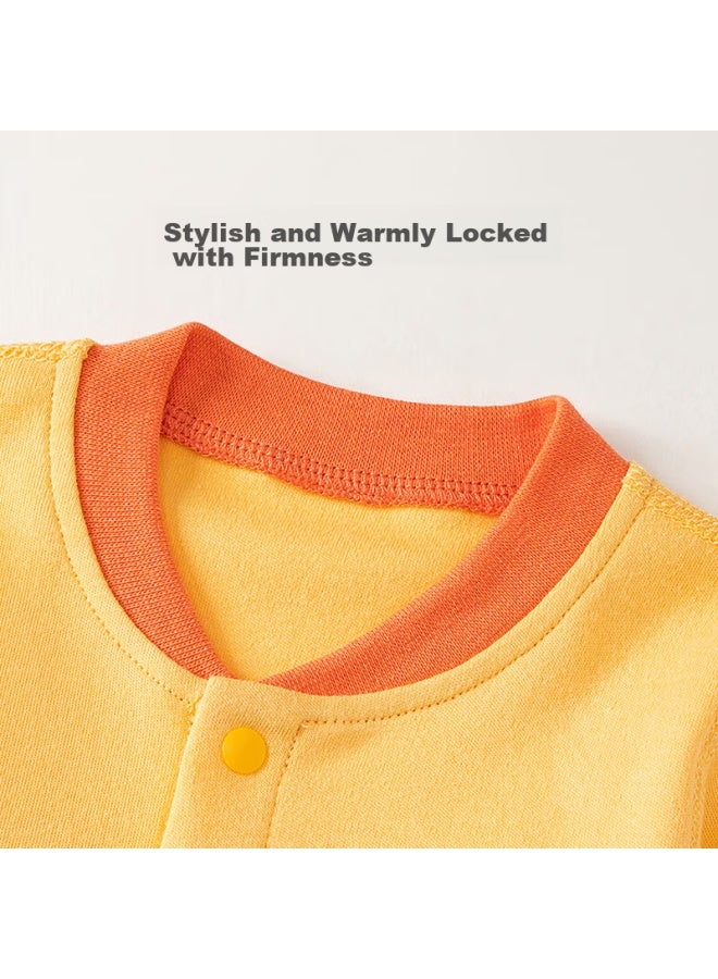 Shu Beiyi Shubeyi Baby Romper Newborn Long Sleeve Bodysuit Autumn New Style Cute Baby Crawling Suit Ginger Yellow 73cm - Image 1