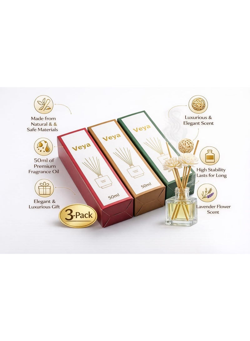ڤيا فواحة أعواد عطرية فيا من 3 قطع – روز وجاردينيا ولافندر – 50 مل – باكج 3 قطع - Image 4